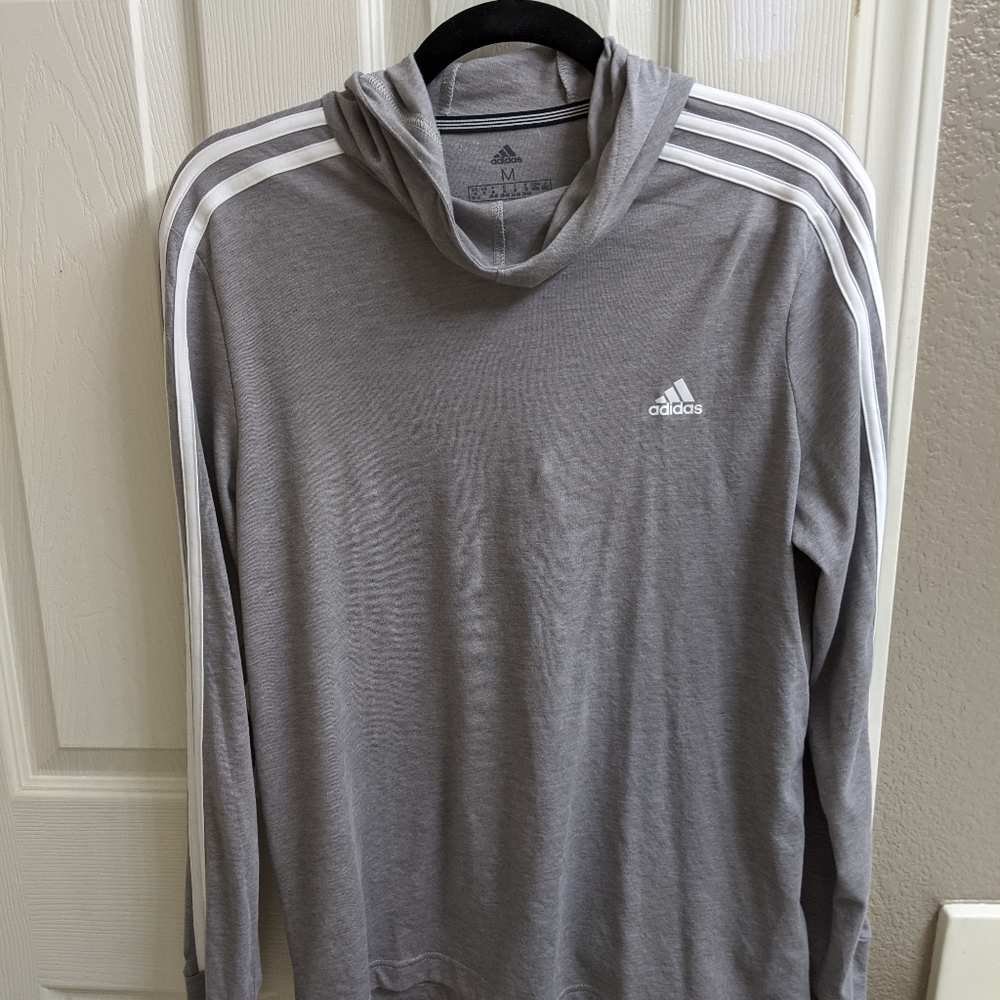ADIDAS GREY LONG SLEEVE HOODIE